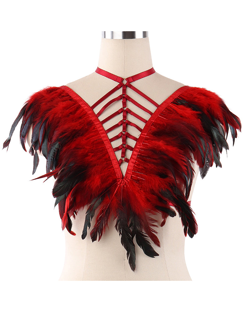 Red Belt Feather Lingerie