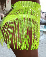 Rhinestone Tassel Mini Skirt
