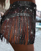 Rhinestone Tassel Mini Skirt