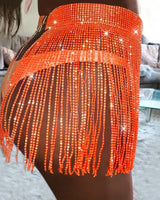 Rhinestone Tassel Mini Skirt