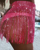 Rhinestone Tassel Mini Skirt