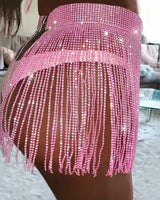 Rhinestone Tassel Mini Skirt