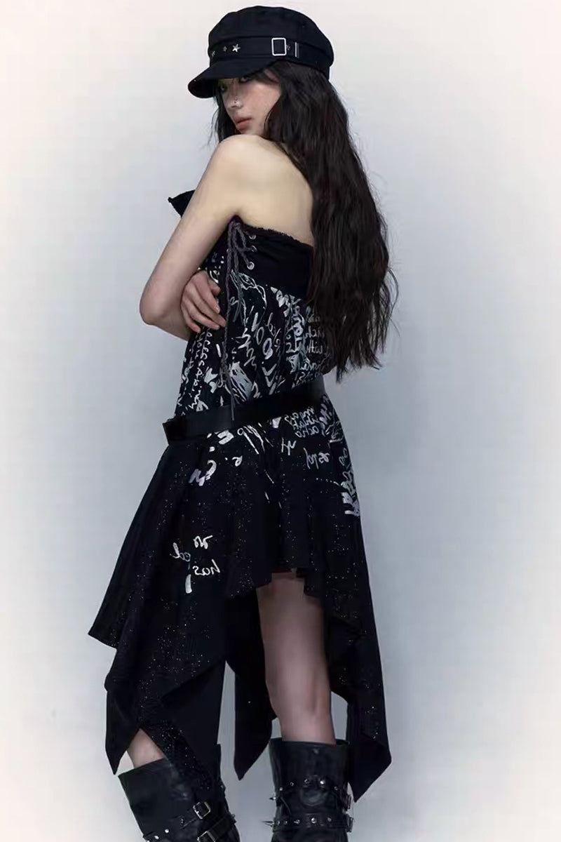 Vintage Rock Two‑Way Bandeau Skirt