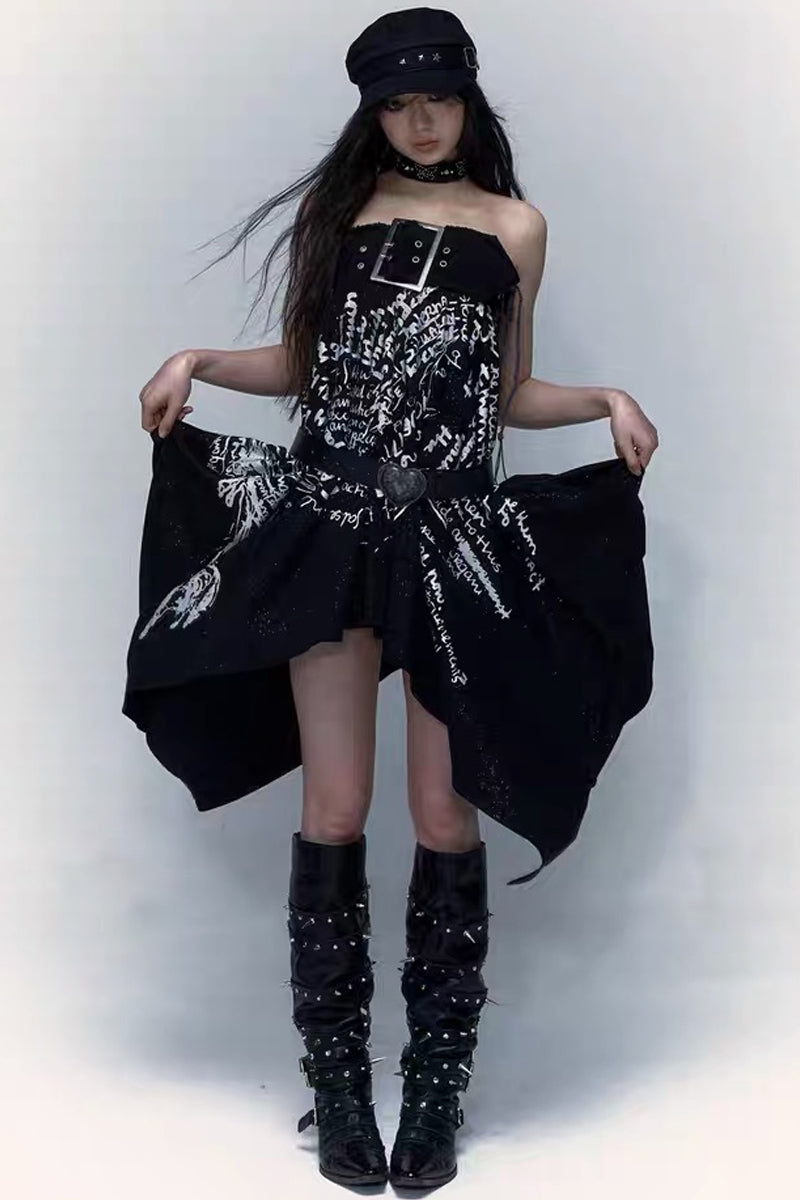 Vintage Rock Two‑Way Bandeau Skirt