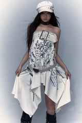 Vintage Rock Two‑Way Bandeau Skirt