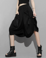 Gothic Dark Style Loose Cargo Bubble Skirt Shorts