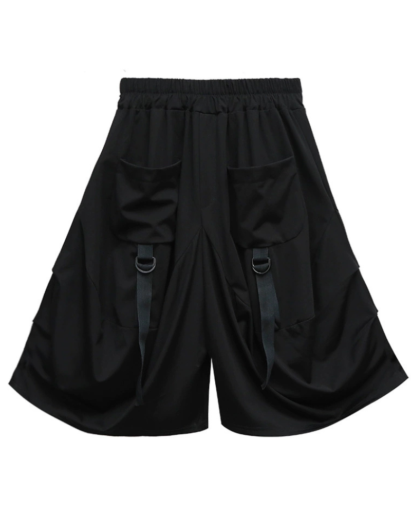 Gothic Dark Style Loose Cargo Bubble Skirt Shorts