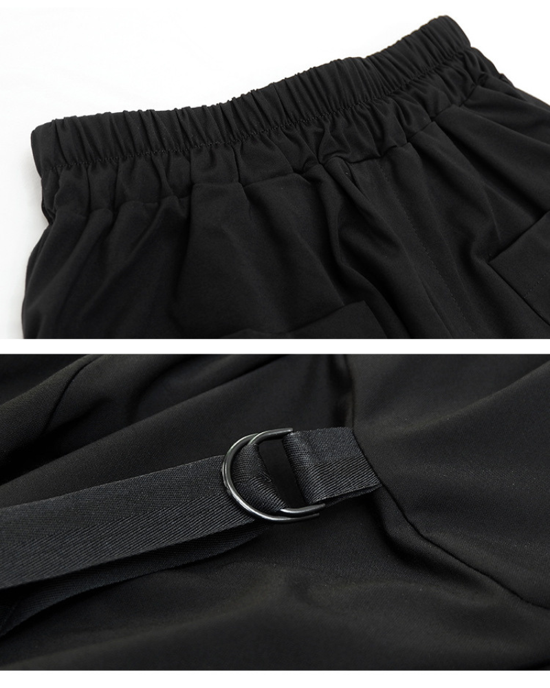 Gothic Dark Style Loose Cargo Bubble Skirt Shorts