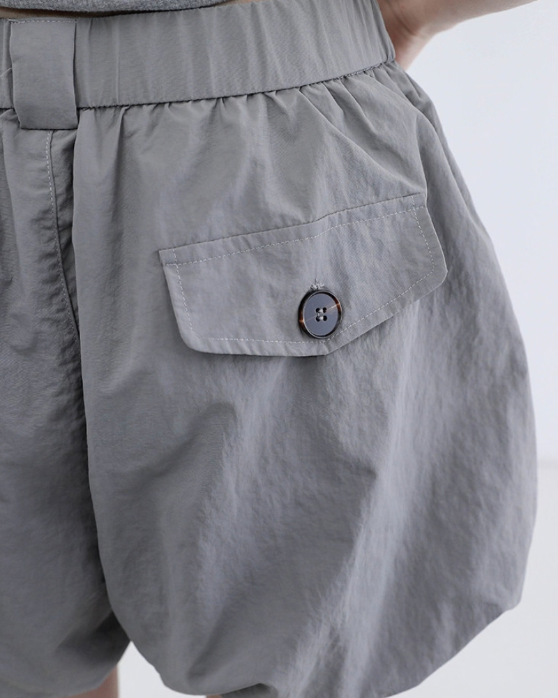 Summer Black Quick-Dry Cargo Bubble Bloomer Shorts
