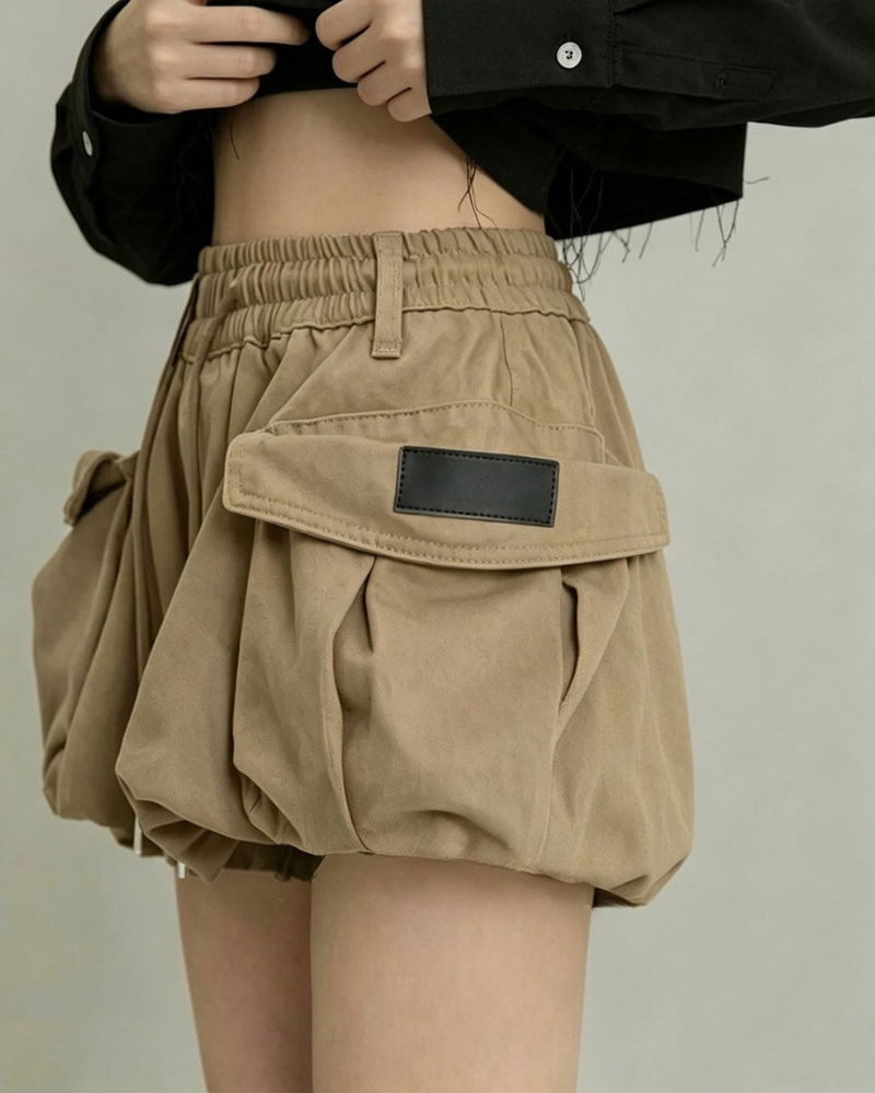 Utility Cargo Bubble Shorts Skirt