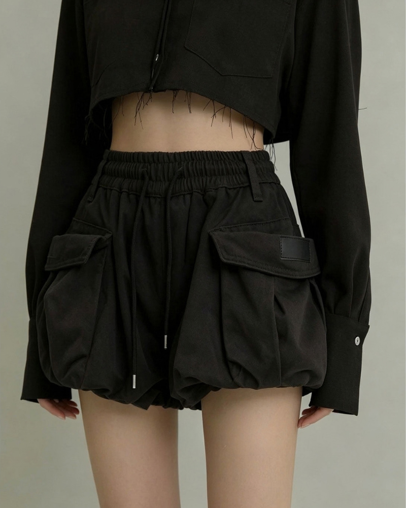 Utility Cargo Bubble Shorts Skirt
