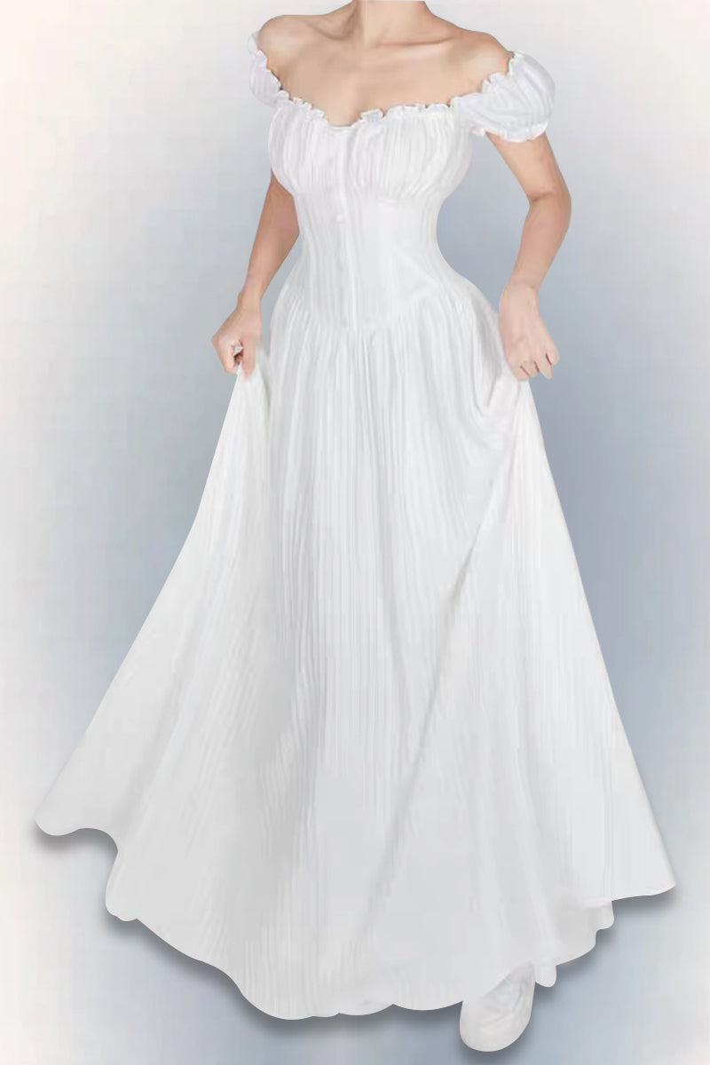 Vintage Off-the-shoulder Long Dress