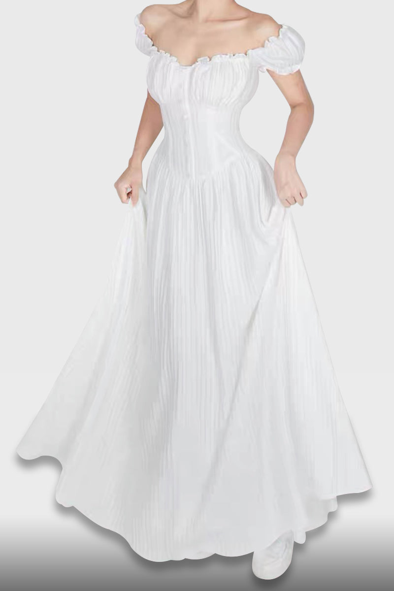 Vintage Off-the-shoulder Long Dress