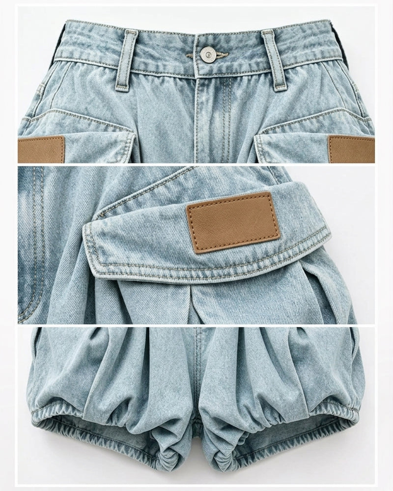 Summer Y2K Style Denim Mini Bubble Shorts Skirt