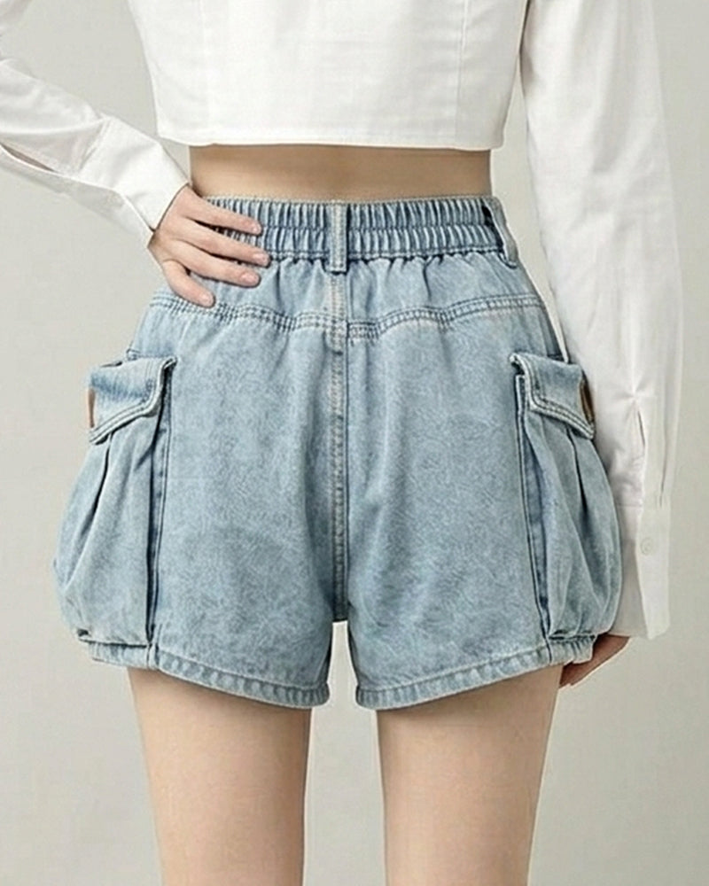 Summer Y2K Style Denim Mini Bubble Shorts Skirt