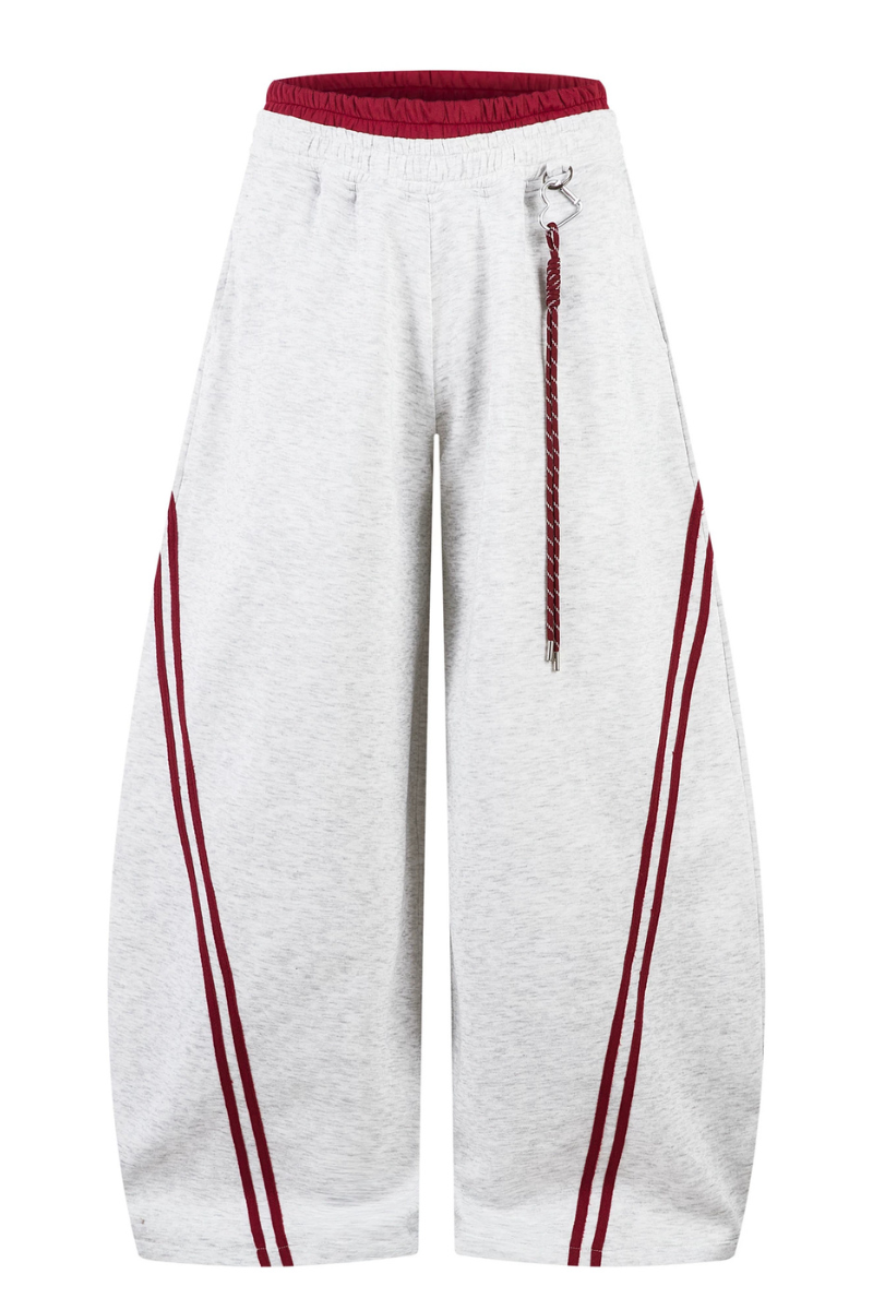 Striped Panel Wide-Leg Baggy Sweatpants American Streetwear
