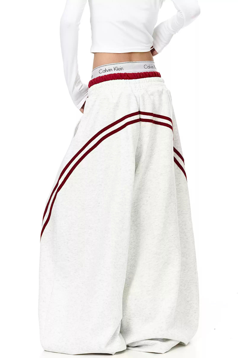 Striped Panel Wide-Leg Baggy Sweatpants American Streetwear