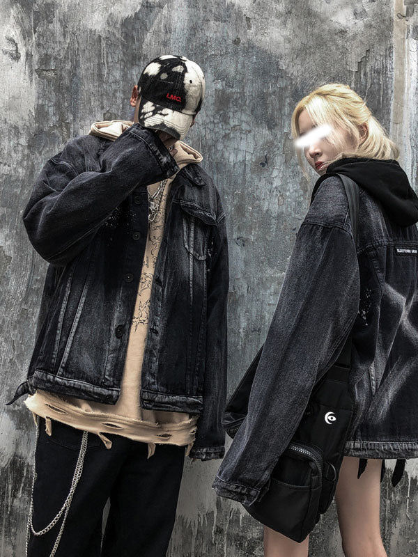 Dark Punk Style Denim Couple Jackets