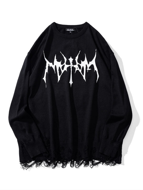 Knitted Gothic Black Sweater