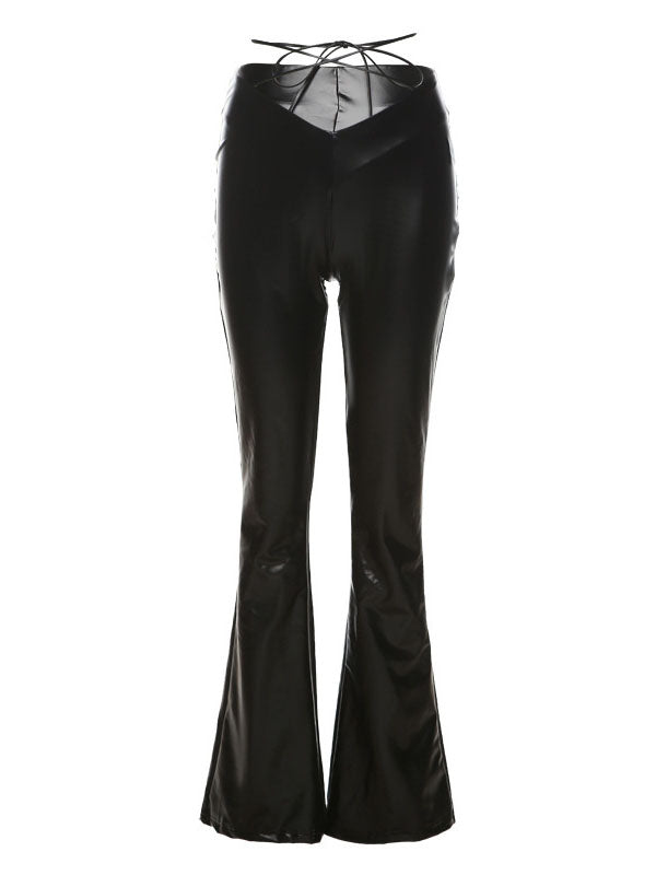 Belted High Waist Flare Pants
