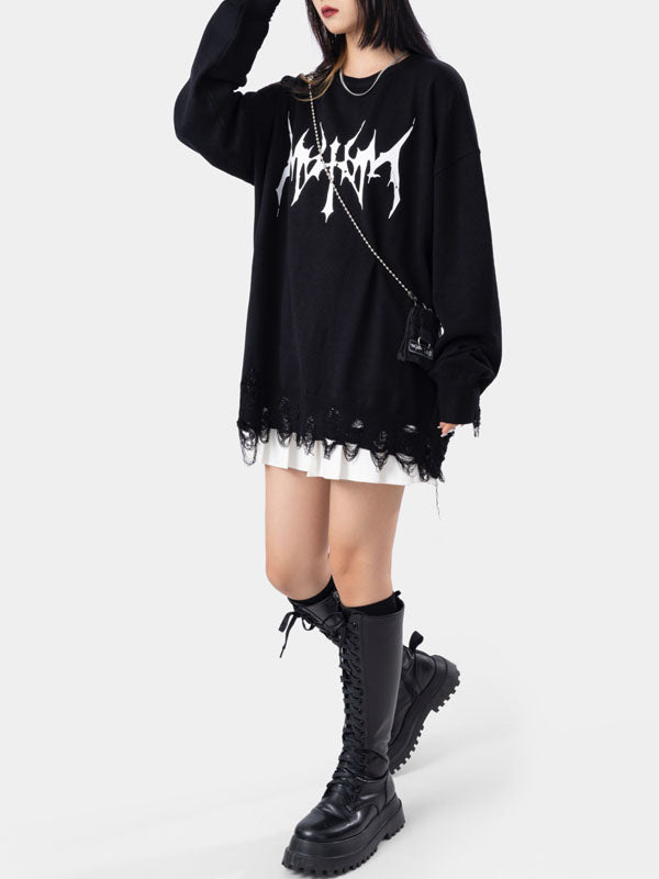 Knitted Gothic Black Sweater