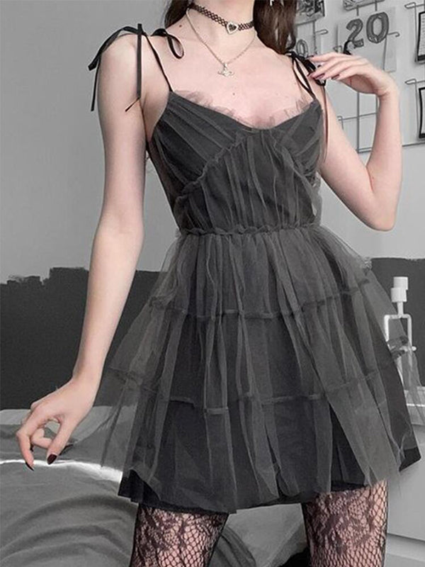 Gray Tulle Suspender Dress