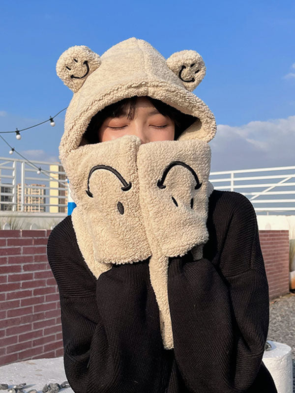 Smile Bear Hat With Scarf