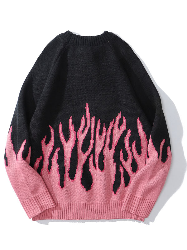 Oversize Couple Design Flame Sweater