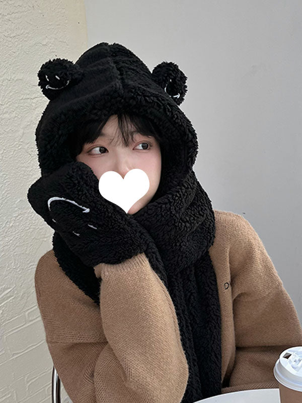 Smile Bear Hat With Scarf