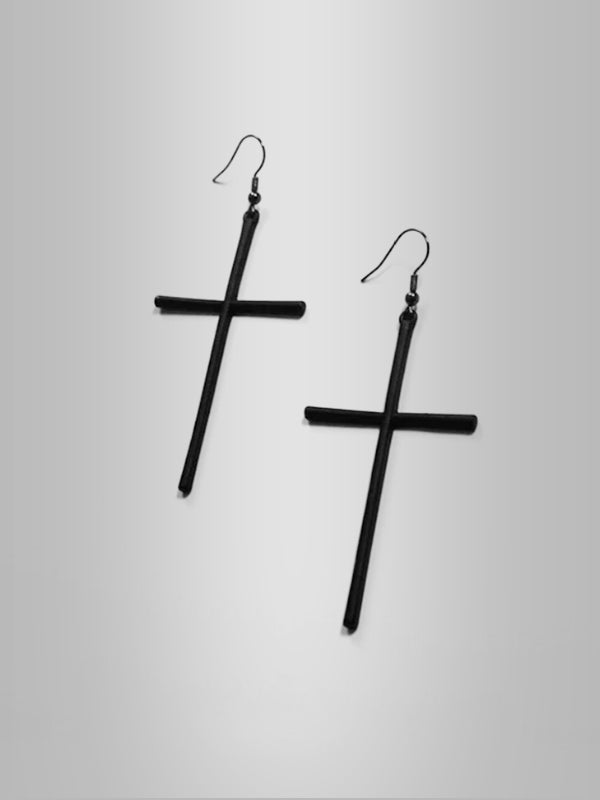Black Cross Earrings