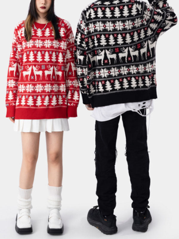 Warm Knitted Christmas Couple Hoodies