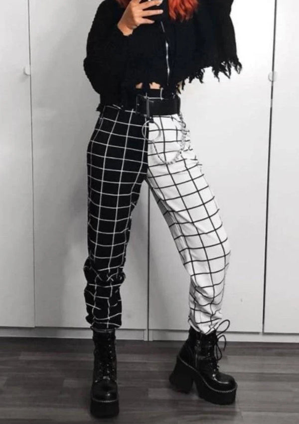 Checkerboard Plaid Patchwork Pants