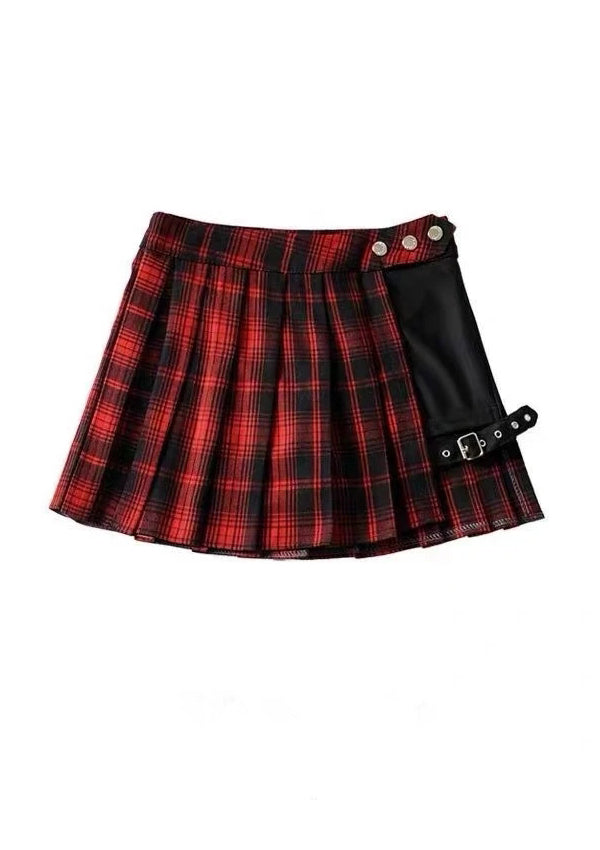 Two-Piece IrregularPlaid Skirt