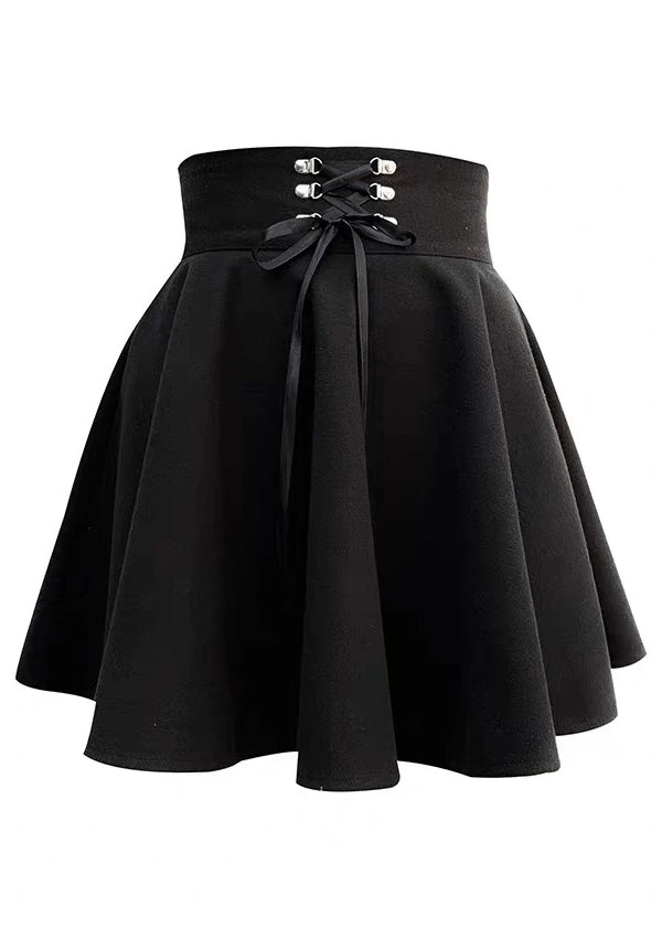 High Waist Black A-Line Skirt