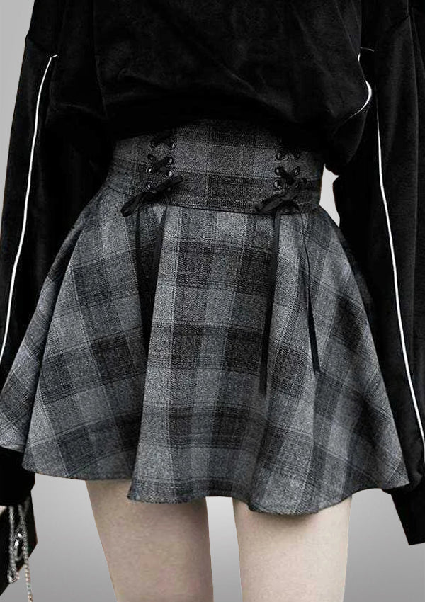 Vintage High Waist Plaid Skirt