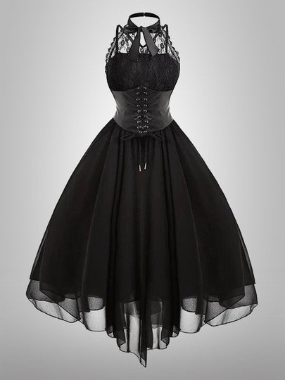 Backless Chiffon Retro Dress