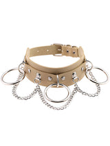 Black Gothic Chain Rivet Ring Choker/ Buckle Leather Choker