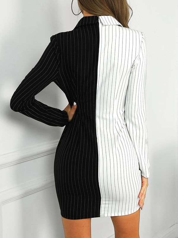 Black And White Match Stripe Dress