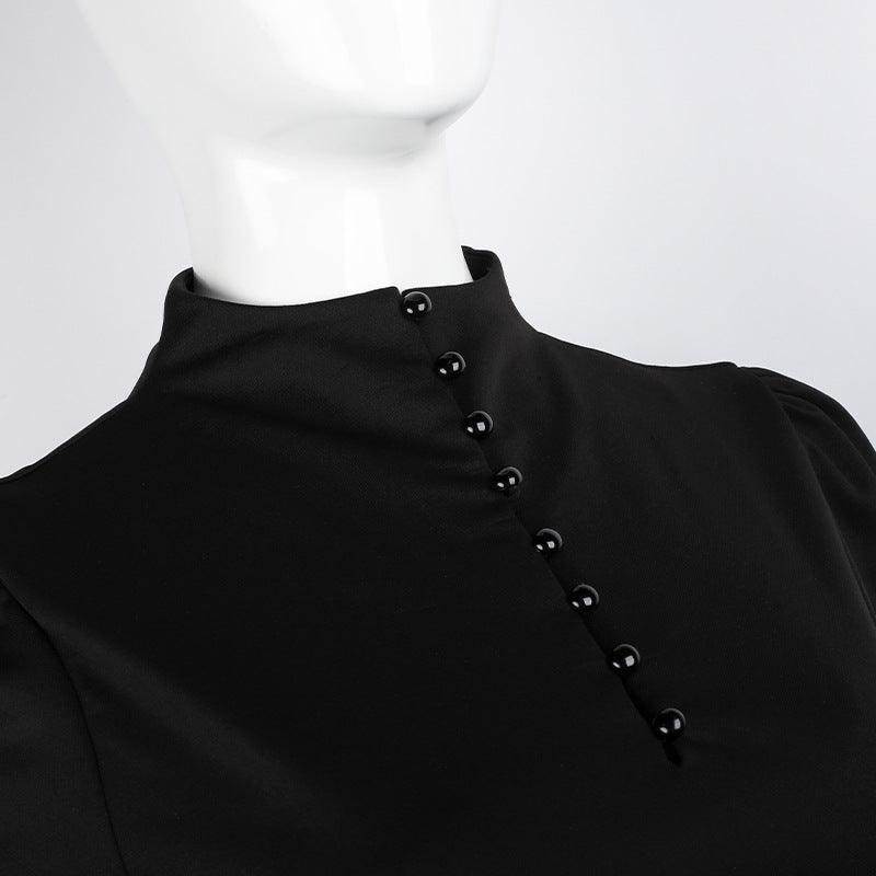 Button-Line-A-line-Pleated-Dress