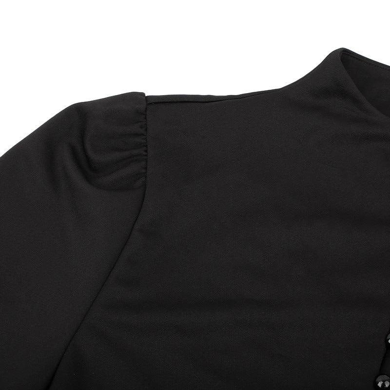 Button-Line-A-line-Pleated-Dress