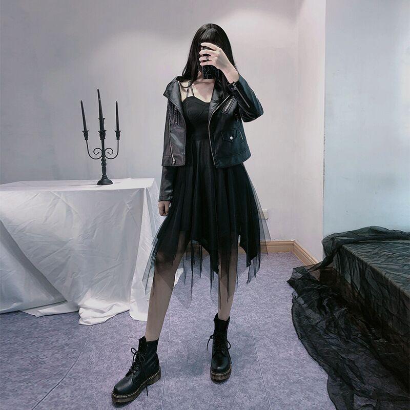 Dark Night Black Fairy Slip Dress