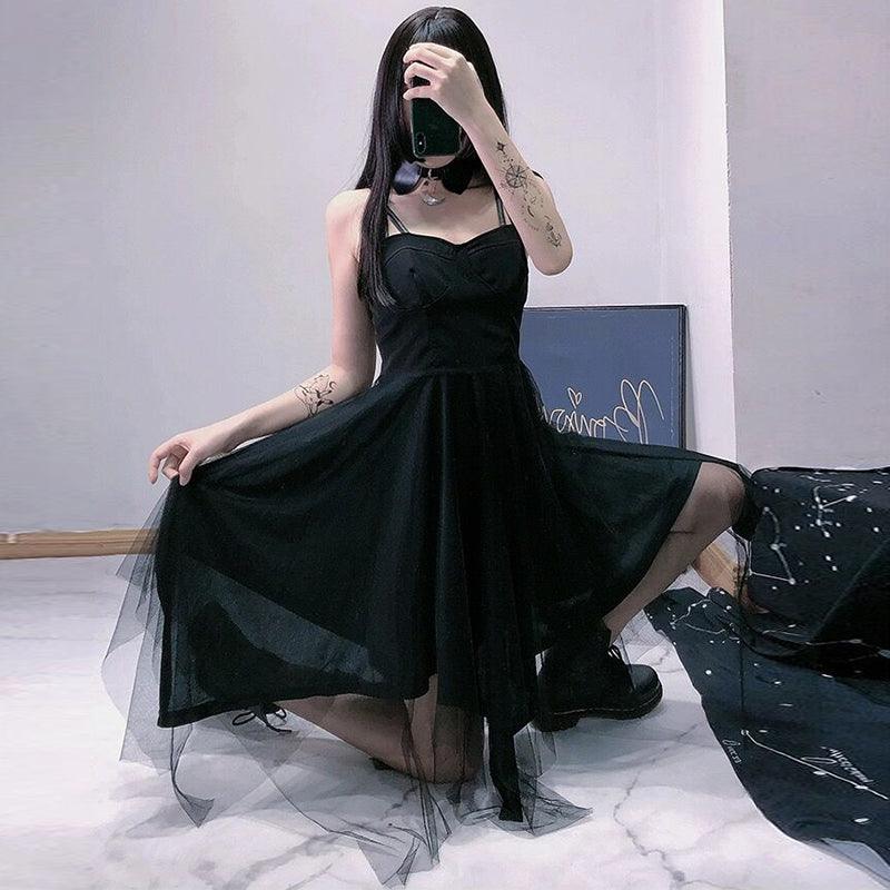 Dark Night Black Fairy Slip Dress