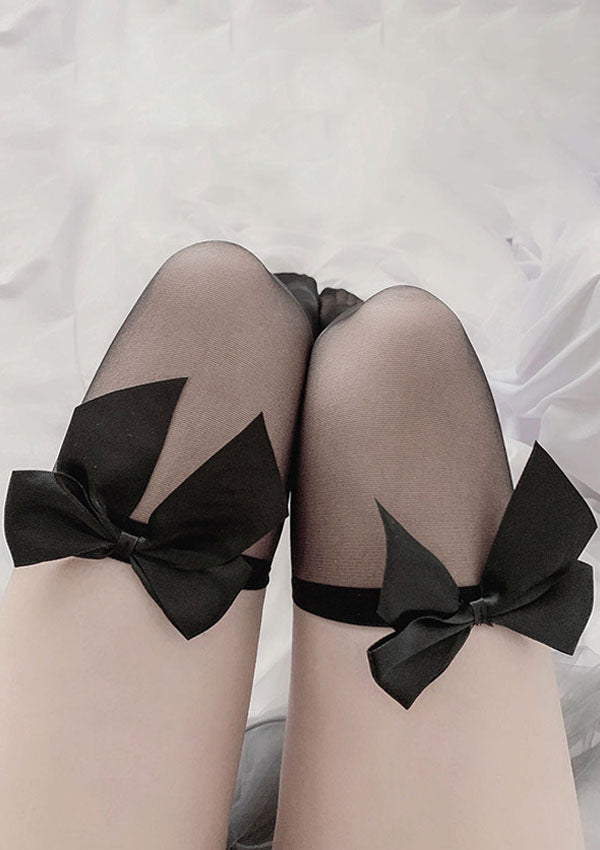 Silk Ribbon Bowtie High Hold-ups Stockings