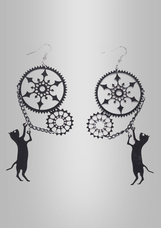 Gear Cat Earrings