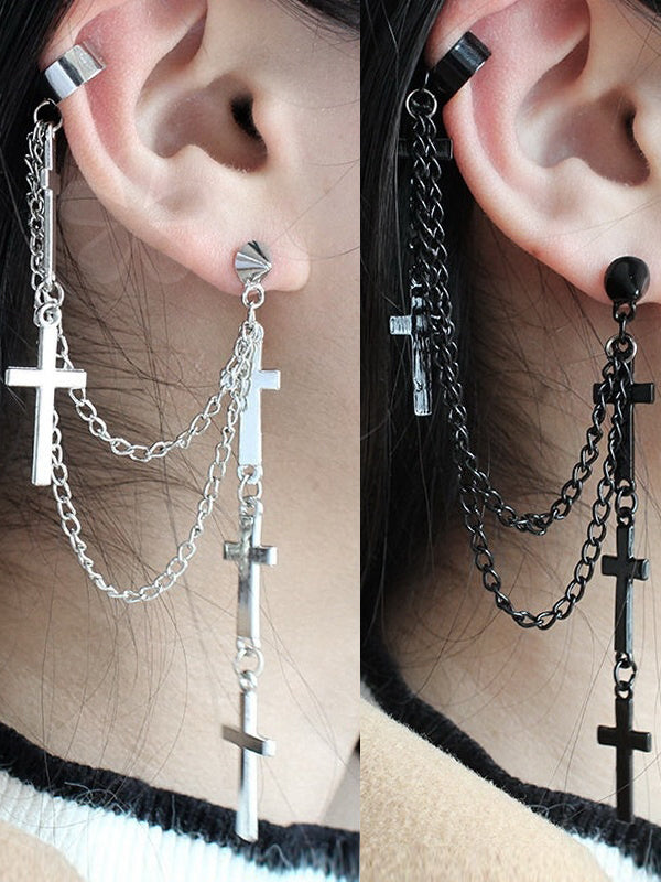 Cross Chain Earrings