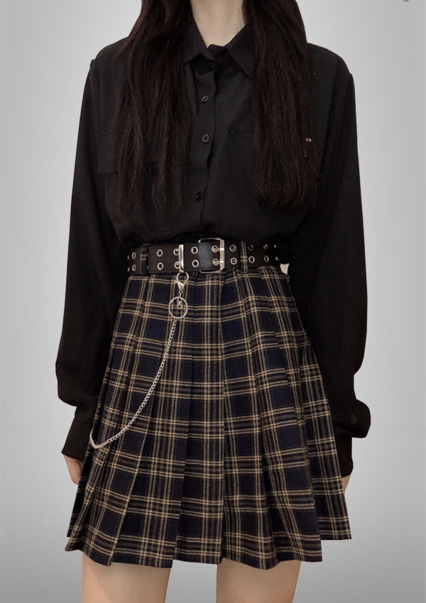 Blue Yellow Plaid Mini Skirt