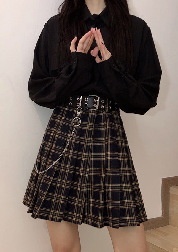 Blue Yellow Plaid Mini Skirt