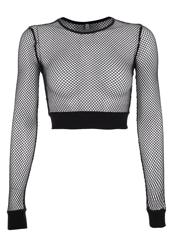 Black Mesh Crop Top