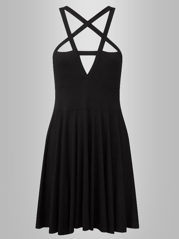 Black Strap Pentagram Dress