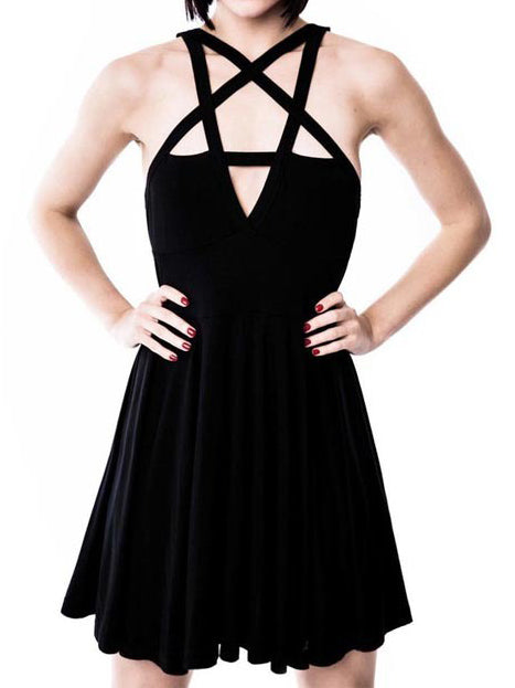 Black Strap Pentagram Dress